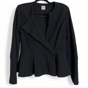 CAbi Black Peplum Blazer Open Front Jacket Size 6